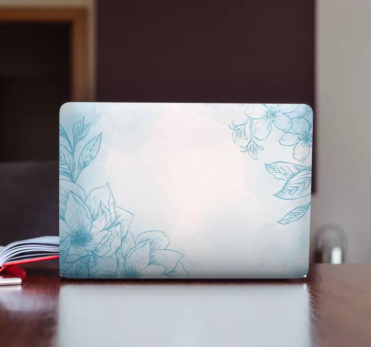 Laptop sticker Blauw poeder pastel bloem - TenStickers