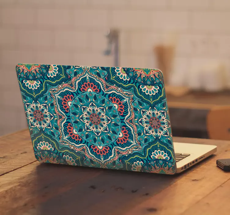 Laptop sticker Blauwe mandala - TenStickers