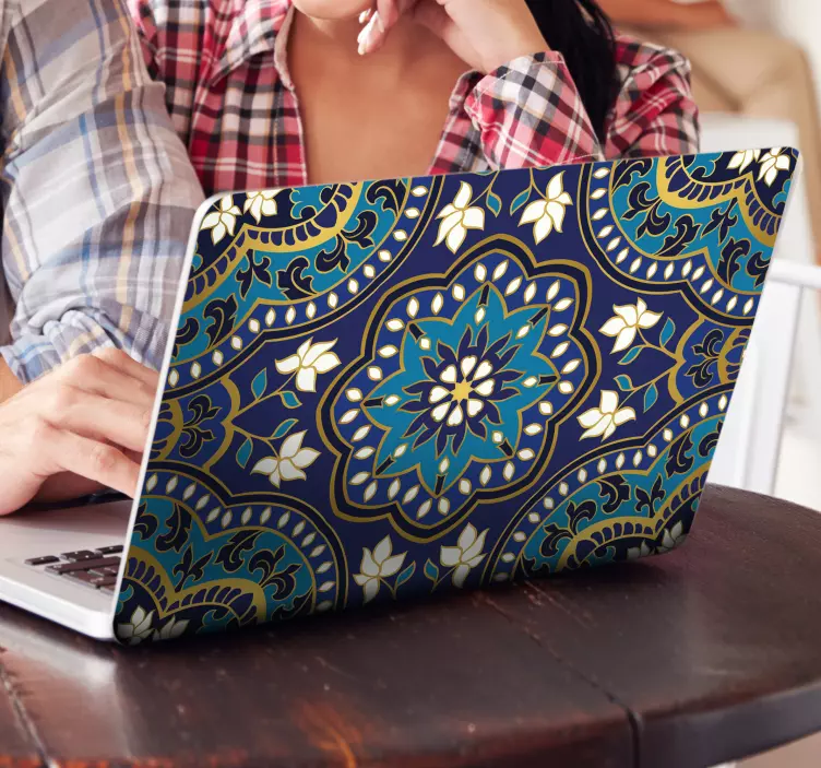 Laptop sticker Blauwe tinten mandala - TenStickers