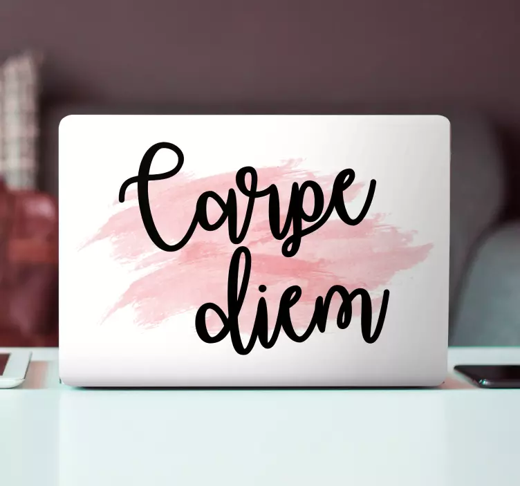 Laptop sticker Carpe diem roze verfkunst - TenStickers