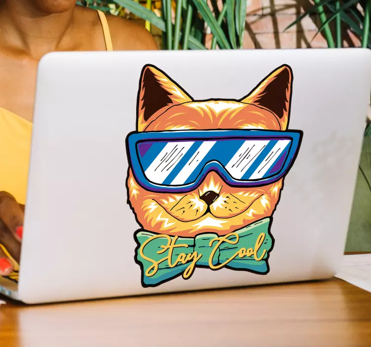 Laptop sticker Coole kat - TenStickers