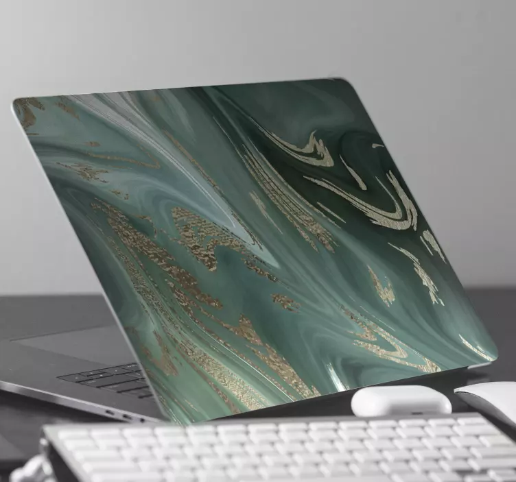 Laptop sticker Groen marmer elegant - TenStickers