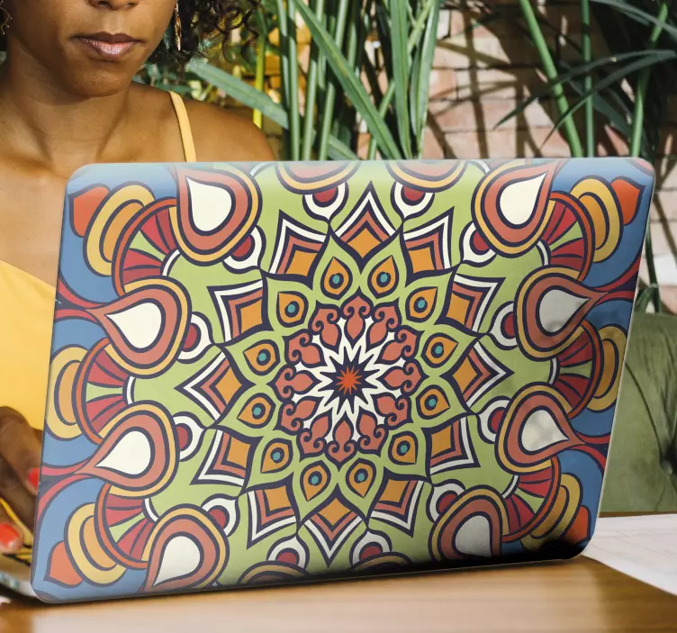 Laptop skin mooie kleur mandala - TenStickers