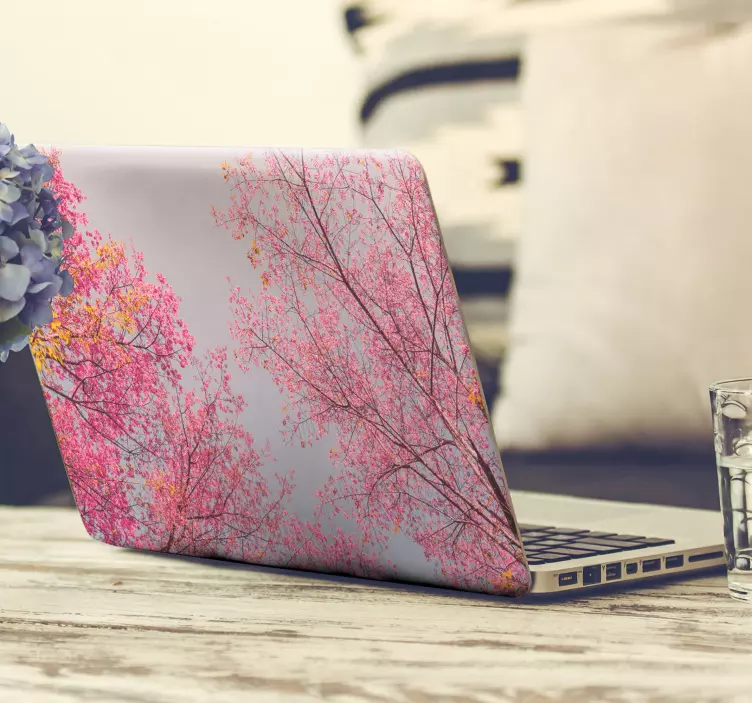 Laptop sticker Roze bomen - TenStickers