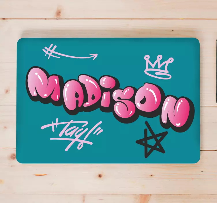 Laptop sticker Roze coole belettering graffiti - TenStickers
