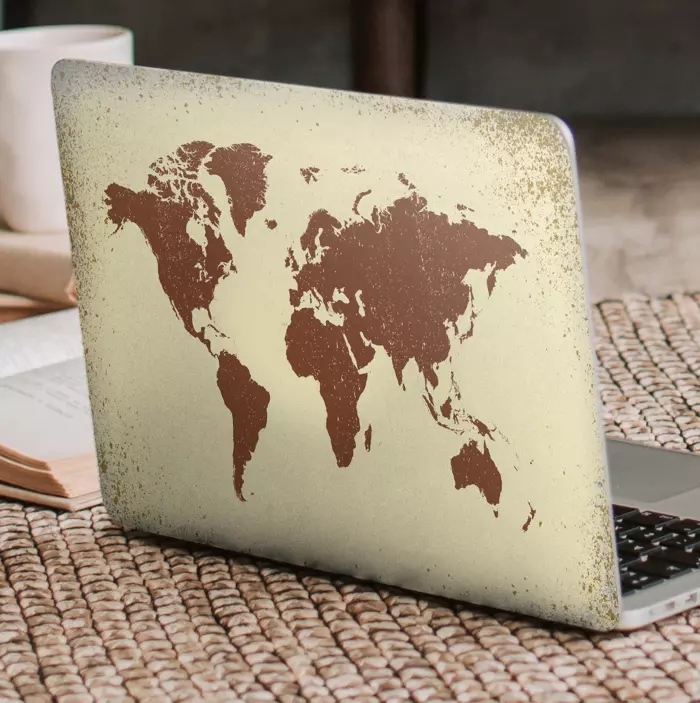 Laptop sticker Vieze oude wereldkaart - TenStickers