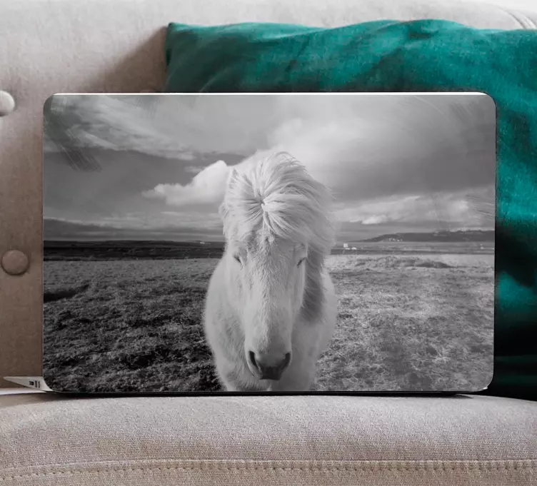 Laptop skin Wit paard - TenStickers