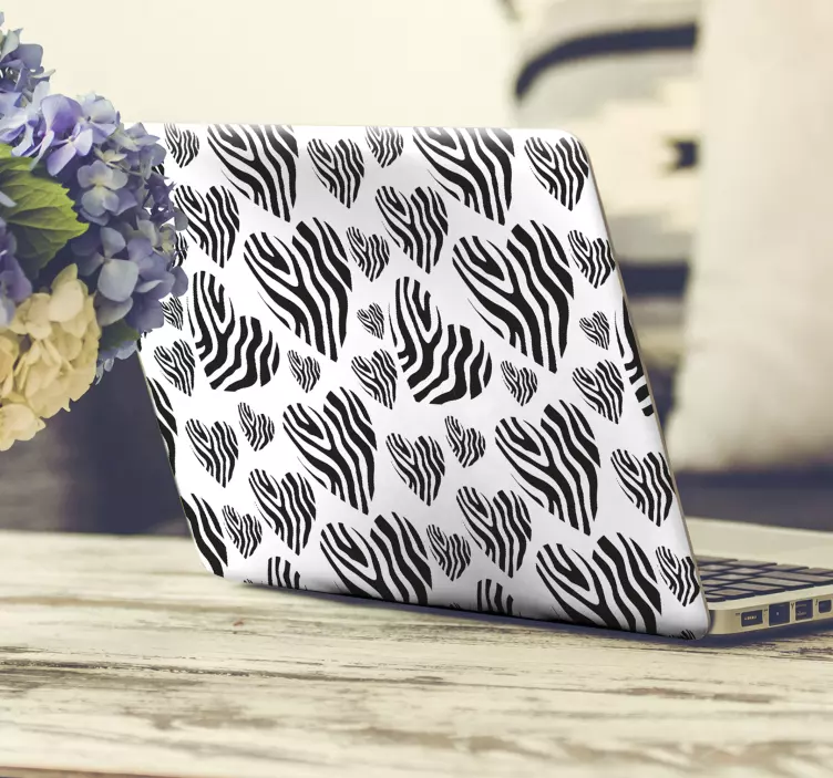Laptop skin zebra dierenprint hart - TenStickers