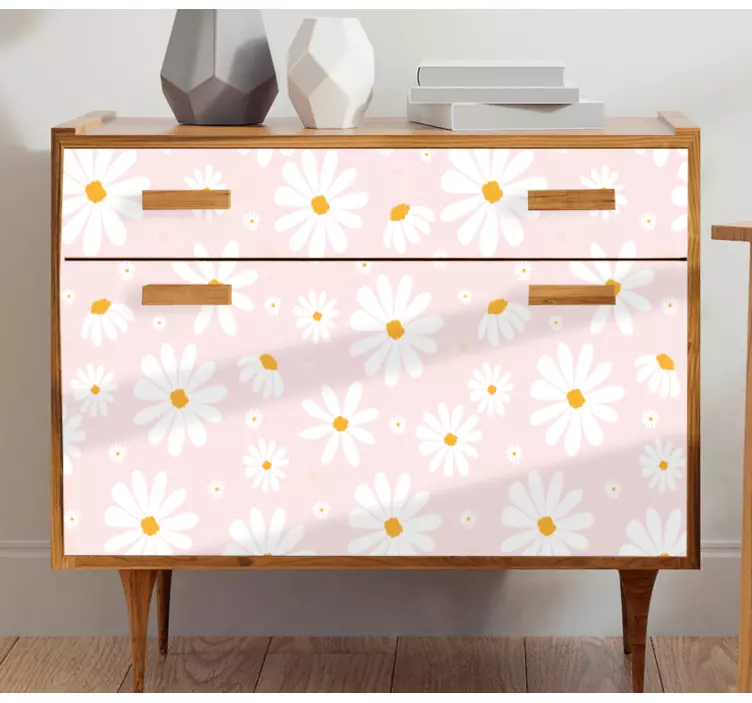 Meubel sticker madeliefje bloemen roze patroon - TenStickers