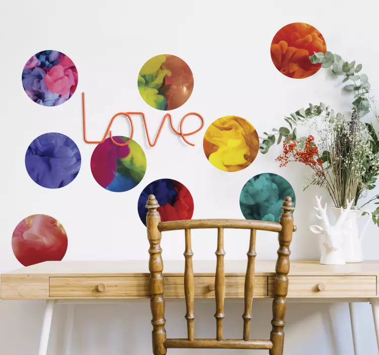 Stickerset cirkels gekleurde rook - TenStickers