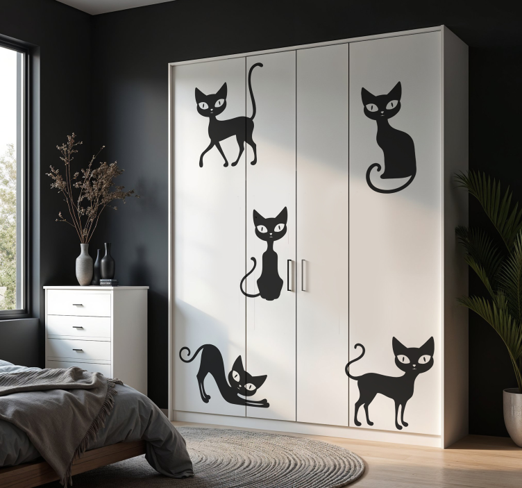 Stijlvolle katten kast stickers - TenStickers
