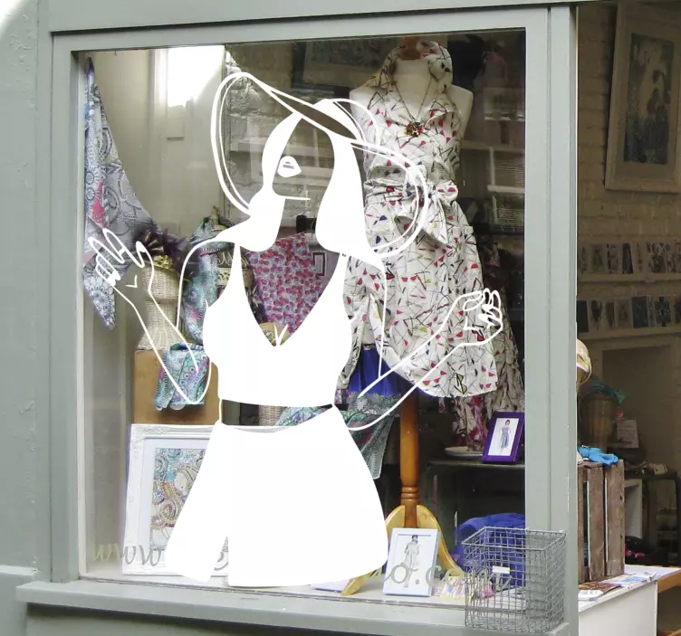 Stijlvolle vrouw silhouet etalage sticker - TenStickers
