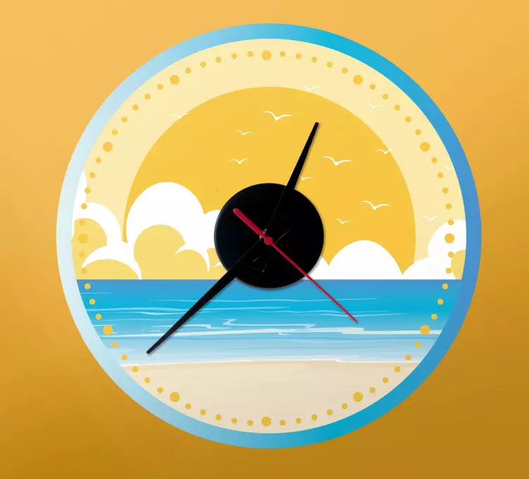 Strand zonsondergang scene sticker klok - TenStickers