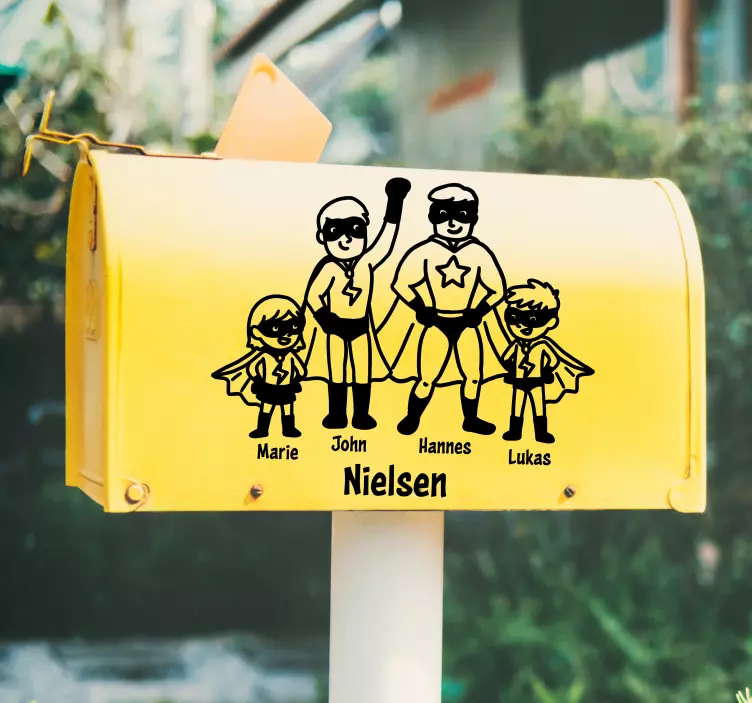 Superheldenfamilieportret mens sticker - TenStickers