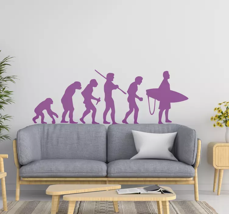 Surfer evolution zelfklevende muursticker - TenStickers