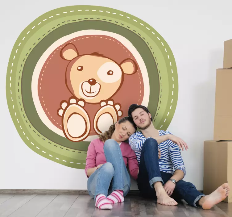 Teddybeer bruin/groen sticker - TenStickers