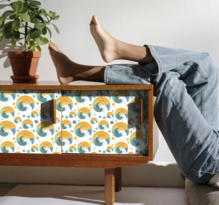 Tegelsticker golven en stippen - TenStickers