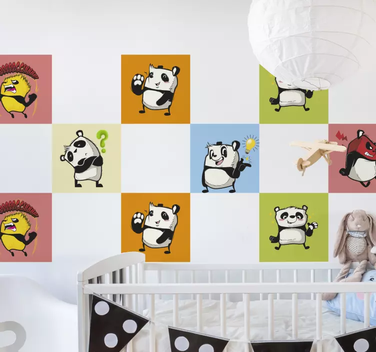 Tegelstickers Spelende panda's - TenStickers