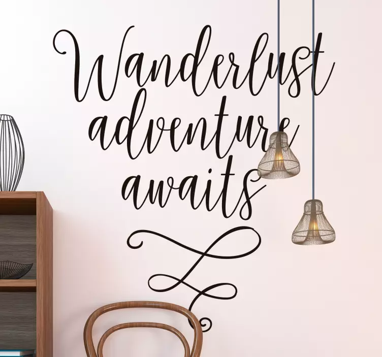 Tekst muursticker wanderlust adventure awaits - TenStickers