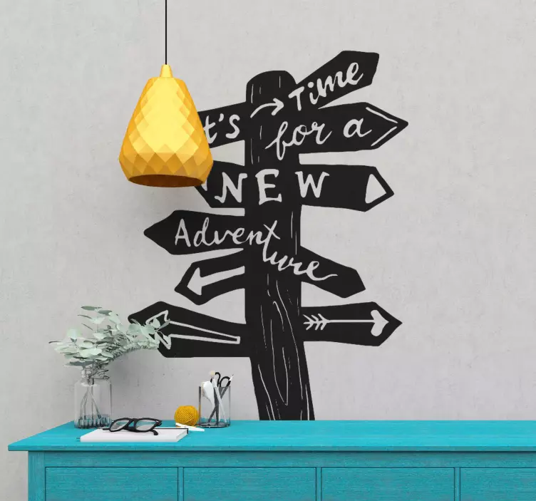 Tekst sticker nieuwe avontuur bord - TenStickers