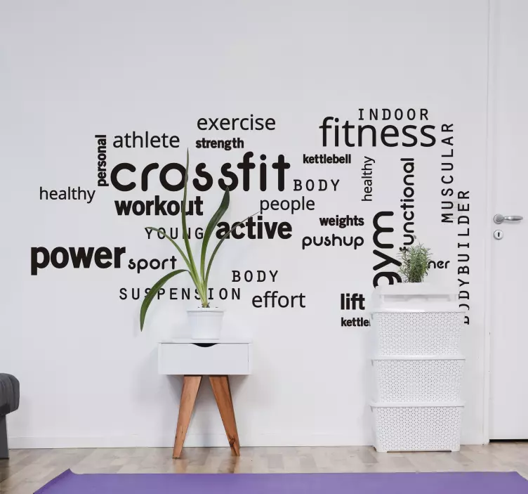 Muurstickers tekst crossfit gym woorden - TenStickers