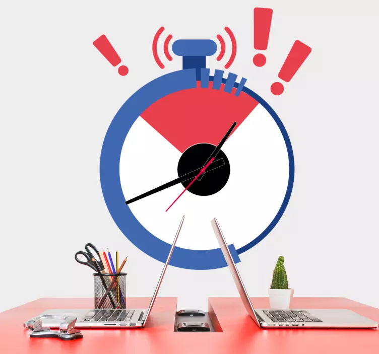 Timer met waarschuwingen sticker klok - TenStickers