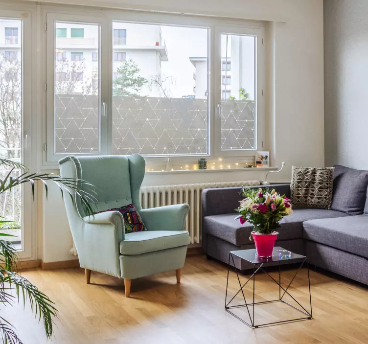 Tranlucide raamsticker met driehoek patroon - TenStickers