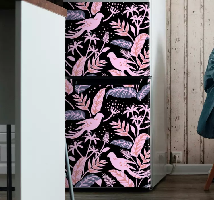 Tropisch vogelconcept koelkast sticker - TenStickers