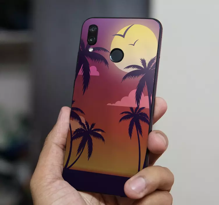 Tropisch zonsonderganglandschap huawei sticker - TenStickers