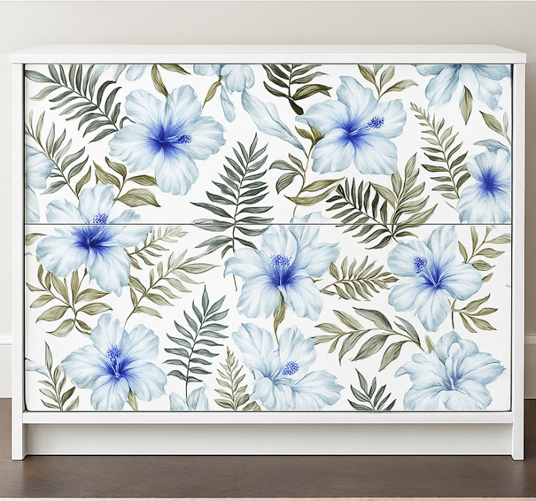 Tropische blauwe hibiscus meubel sticker - TenStickers