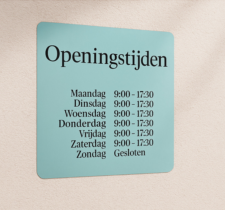 Turquoise openingstijden etalage sticker - TenStickers