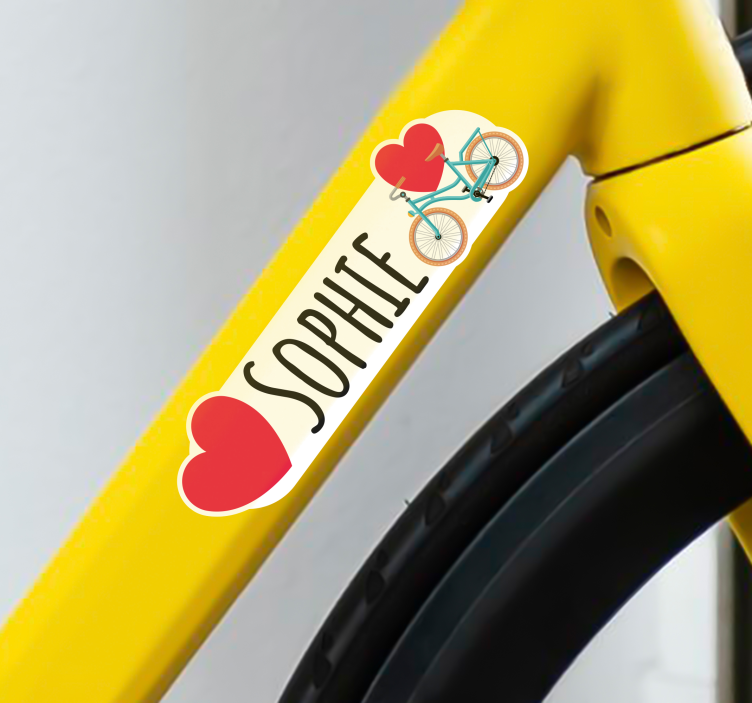 Twee harten fiets Fiets naamsticker - TenStickers