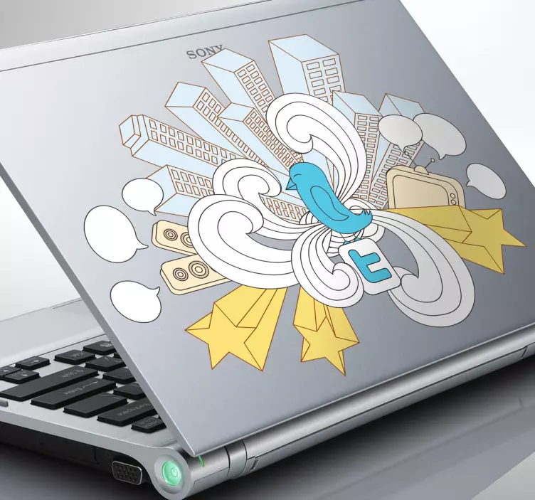 Twitter stad Laptop Sticker - TenStickers