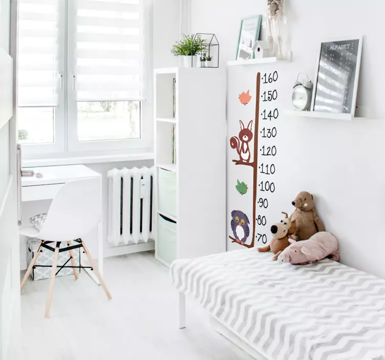 Uil en konijn muursticker groeimeter - TenStickers