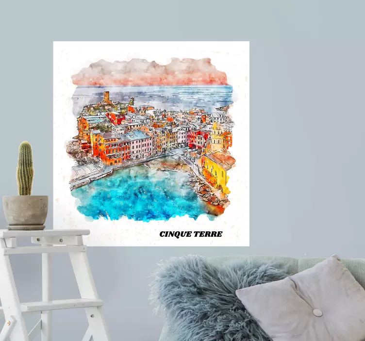 Uitzicht op de cinque terre locatie sticker - TenStickers