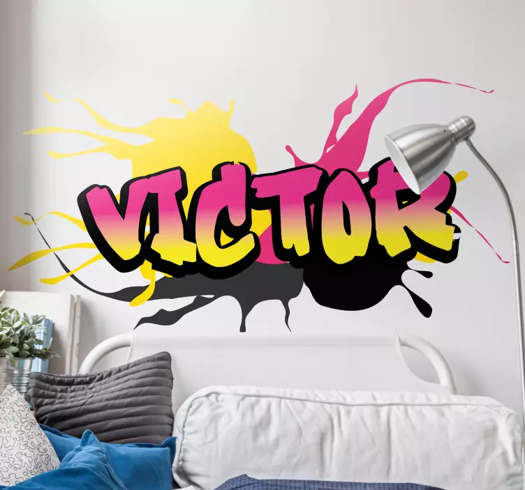 Personaliseerbare roze en gele graffiti - TenStickers