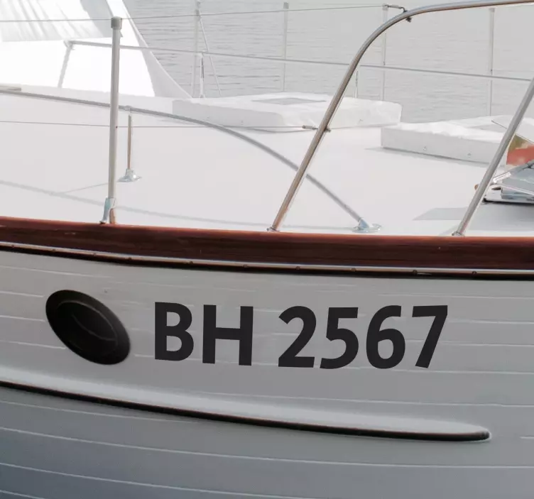 Vaartuig registratie met stip bootsticker - TenStickers