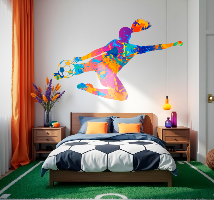 Veelkleurige speler voetbal muursticker - TenStickers