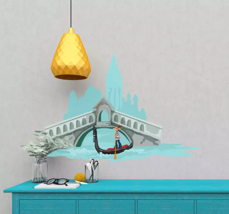 Venetiaanse gondelscène locatie sticker - TenStickers