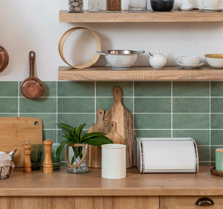 Tegelstickers keuken groene bakstenen - TenStickers