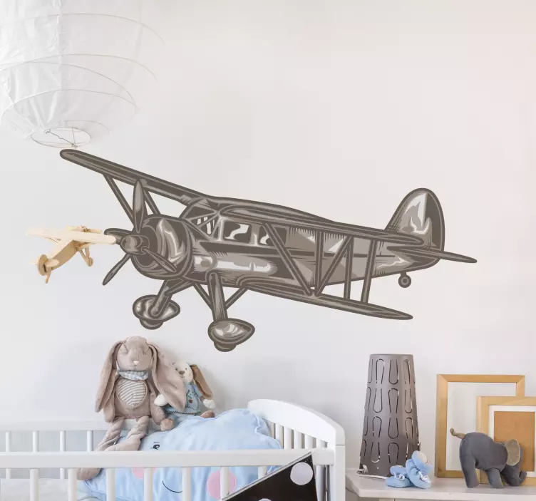 Vintage vliegtuigontwerp locatie sticker - TenStickers