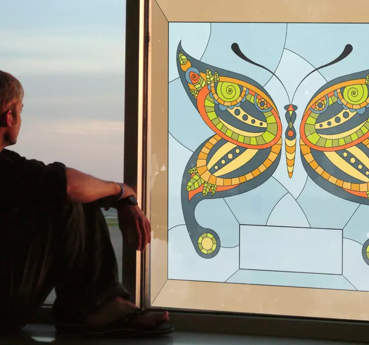 Vlinder glas schilderij sticker - TenStickers