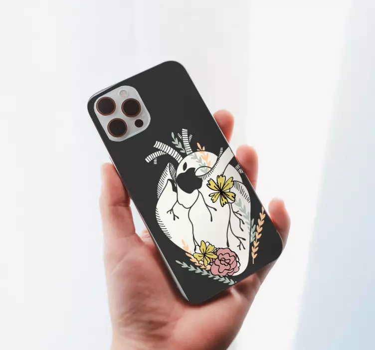 Vogel en bloemen iPhone sticker - TenStickers