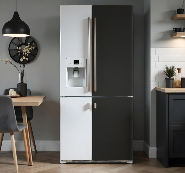 Volledig zwart koelkast sticker - TenStickers