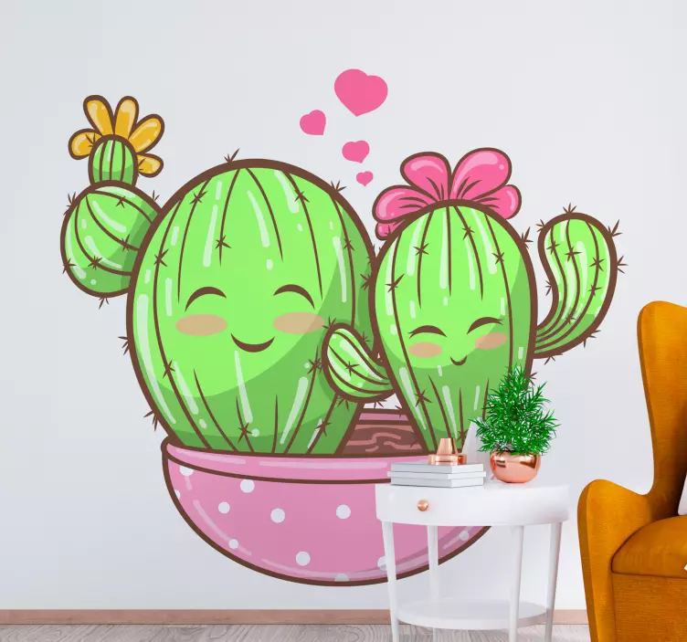 Vrolijk cactuspaar muursticker planten - TenStickers
