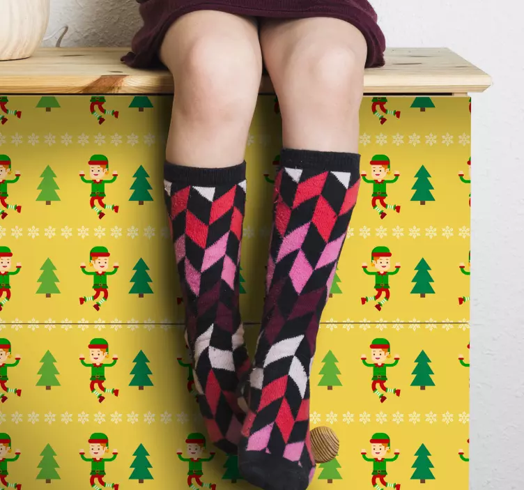 Vrolijk elfenpatroon feestdagen sticker - TenStickers