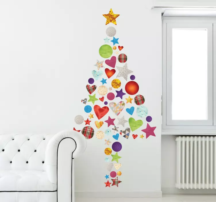 Vrolijke moderne kerstboom sticker - TenStickers