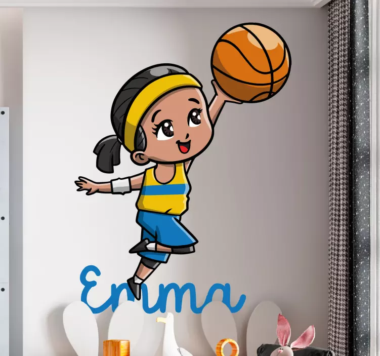 Vrolijke speler springt basketbal sticker - TenStickers