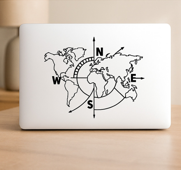 Wereldkaart kompas touchpad sticker - TenStickers