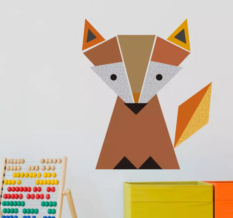Muursticker wilde dieren Origami vos - TenStickers